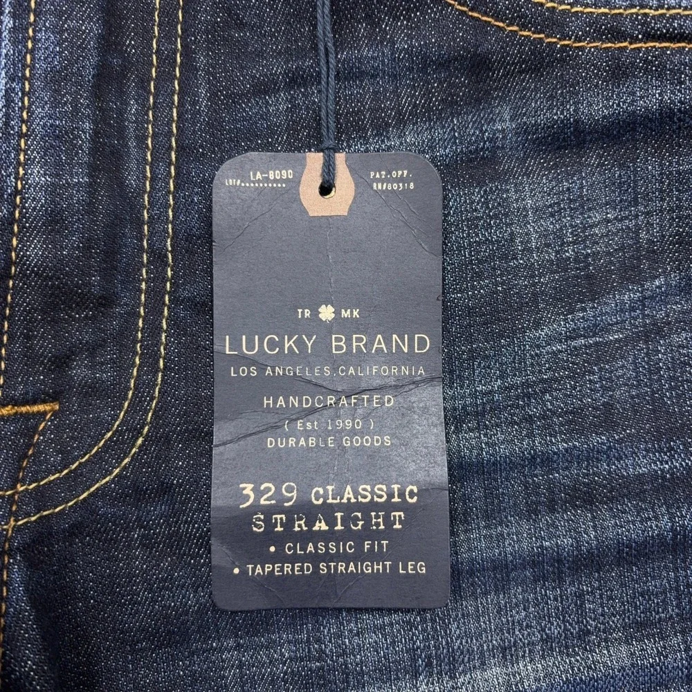 Lucky Brand 329 Classic Straight Jeans Mens 30x30 Indigo Blue Denim Stretch NWT